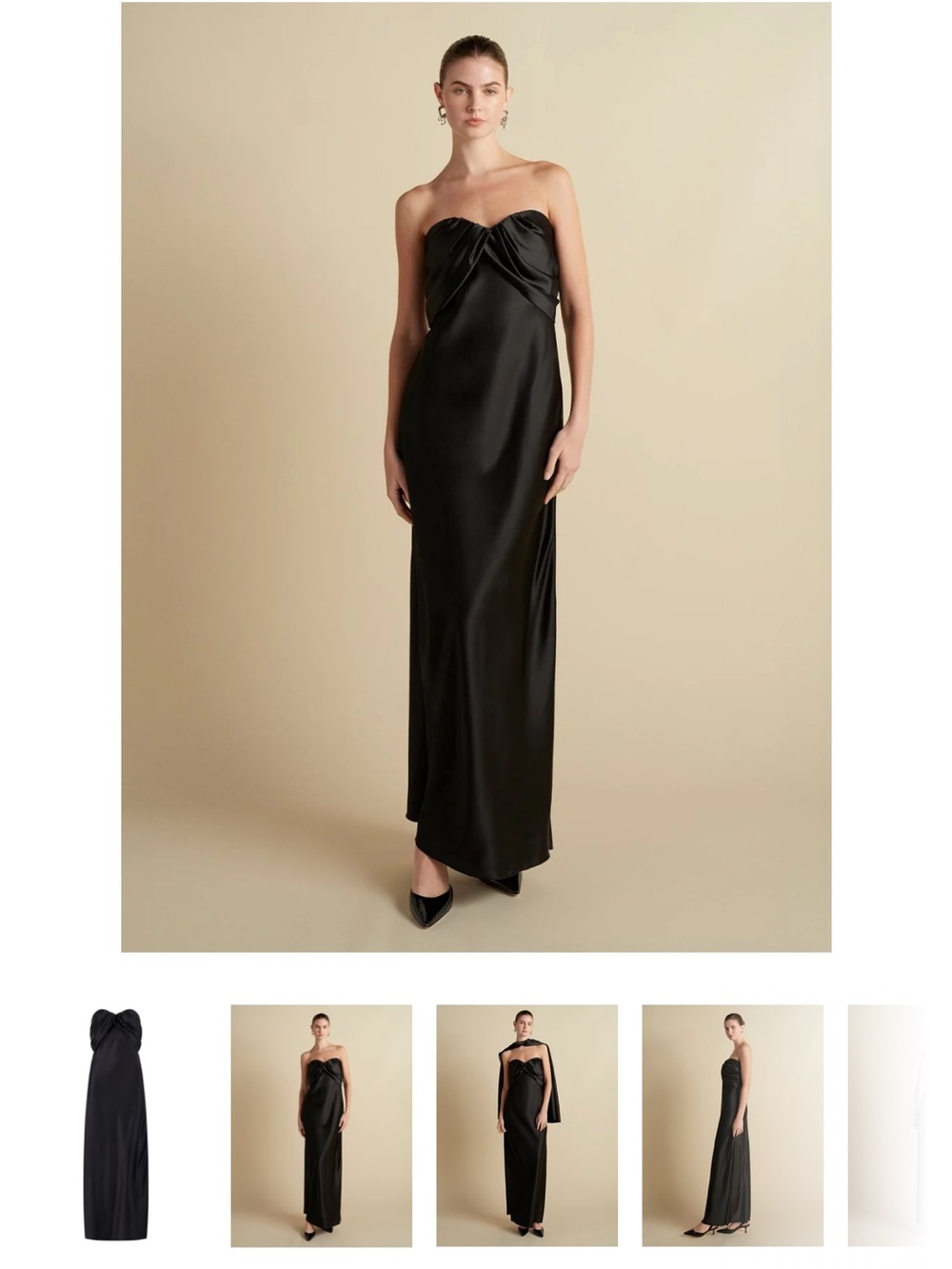MARINA MOSCONE
SATIN DRAPED BUSTIER DRESS IN BLACK